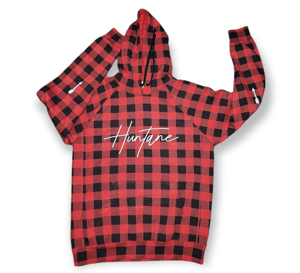 Image of Huntane Signature Series Red Buffalo Plaid/ White Hoody