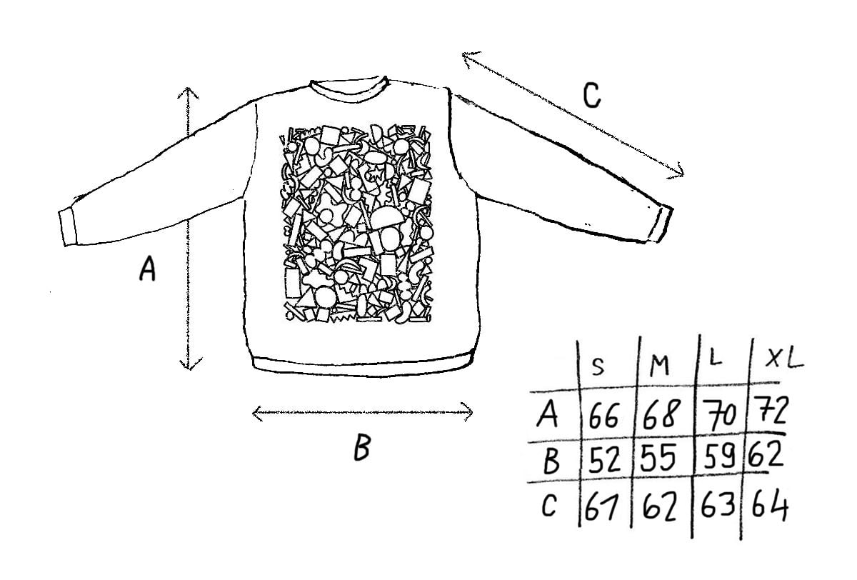 Image of PILE OF COLORED SHAPES SWEATSHIRT