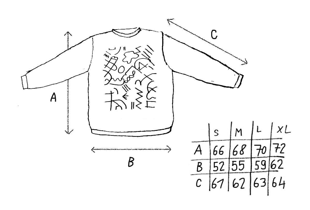 Image of COLORED DRAWING SWEATSHIRT (xs size in sale)