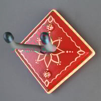 Image 1 of Red & Cream Instrument Wall Hanger for your Ukulele, Violin, Fiddle or Guitar