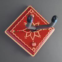 Image 3 of Red & Cream Instrument Wall Hanger for your Ukulele, Violin, Fiddle or Guitar