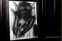 Image 2 of When I Saw My Reflection, I Left My Body 18 x 24" [Original Chracoal Drawing Framed]