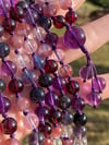 Mixed Purple Gemstone Mala, Amethyst, Purple Garnet, Kunzite, Iolite, Fluorite, Super Seven Amethyst