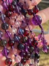 Mixed Purple Gemstone Mala, Amethyst, Purple Garnet, Kunzite, Iolite, Fluorite, Super Seven Amethyst