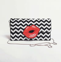Center Lips Cute Black and White Designer Crossbody Handbag