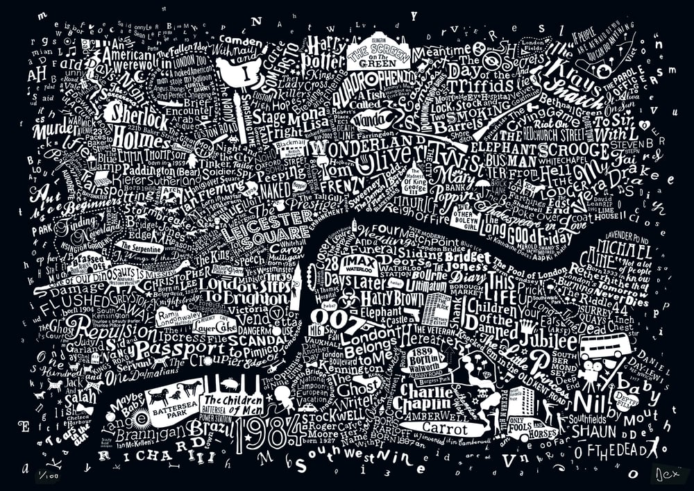 Central London Film Map (Black A3)