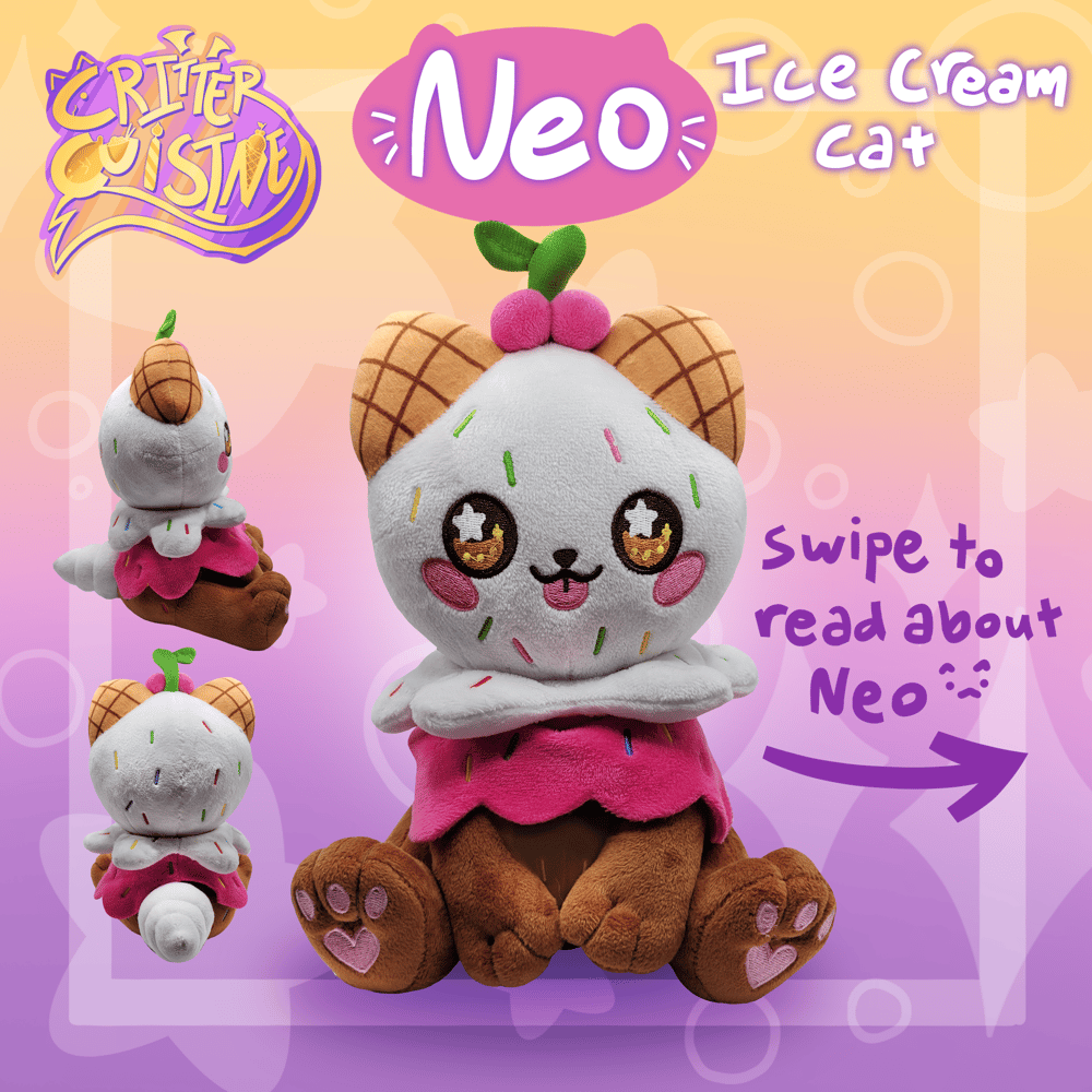 Image of Neo the Ice Cream Cat 10 Inch Plushie - IN STOCK