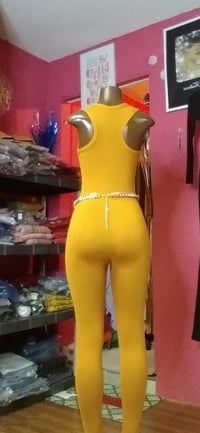 Image 2 of RACER BACK BODYCON JUMPSUIT MUSTARD