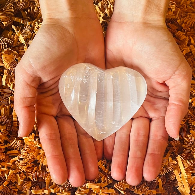 Groovy Selenite Heart 