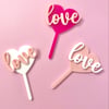 Acrylic Love heart cupcake toppers