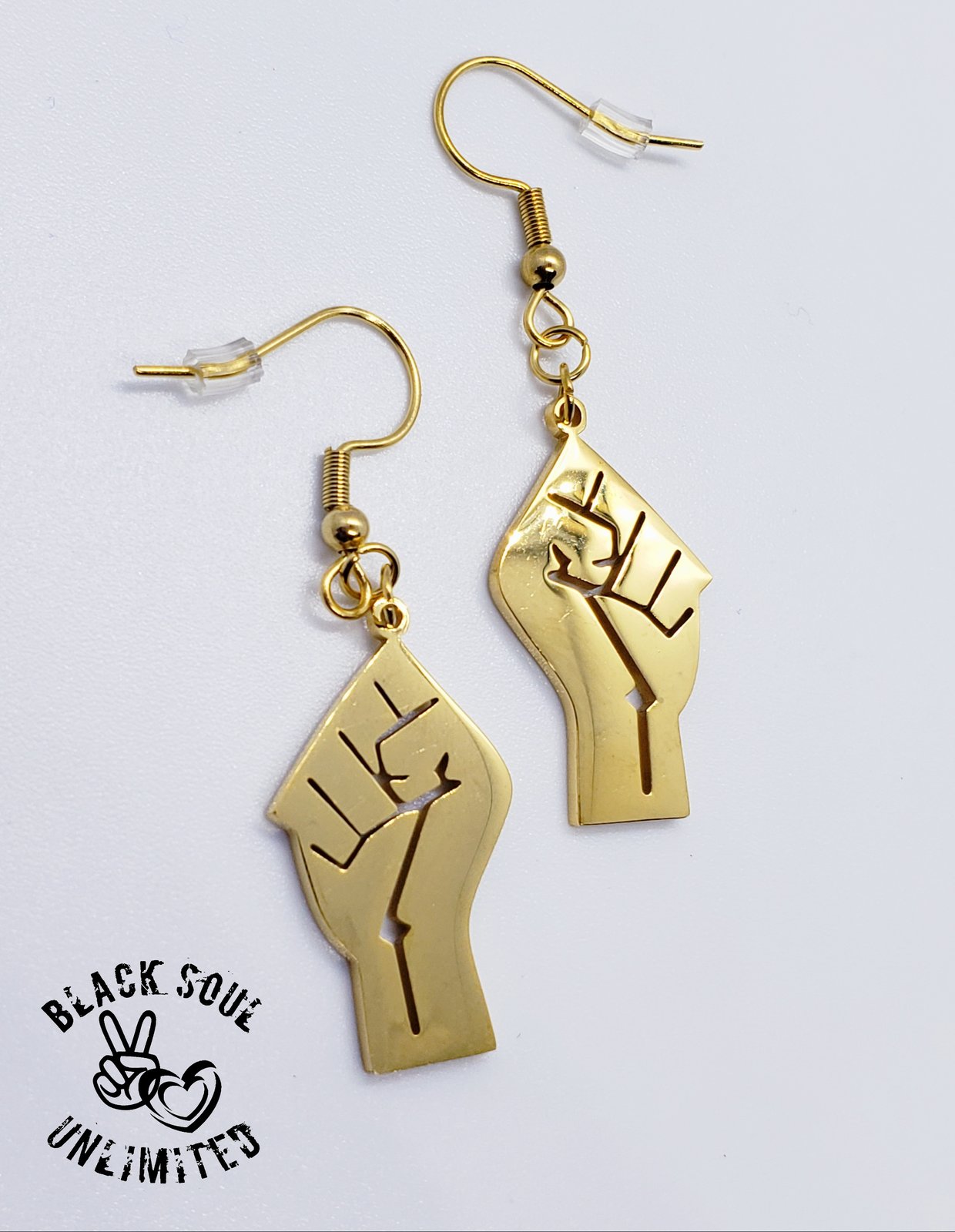 Black power fist deals earrings