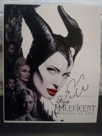 Image 1 of Leslie Manville Signed Maleficent 10x8