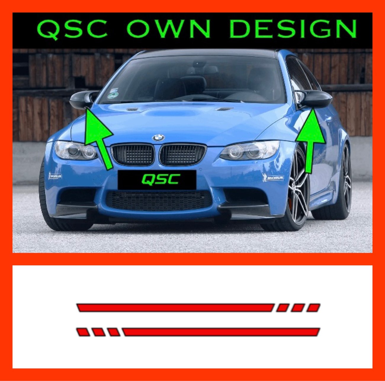X2 BMW E90/E92 M3 wing mirror stripe sticker | QsCustom
