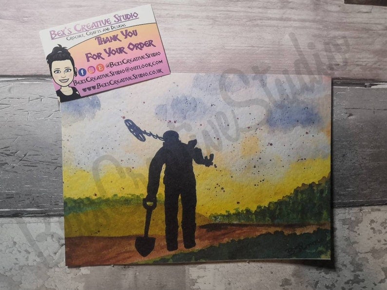 Image of Metal Detectorist watercolour art prints