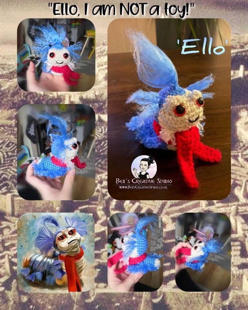 Image of Labyrinth Worm "Ello..." Crochet ornament