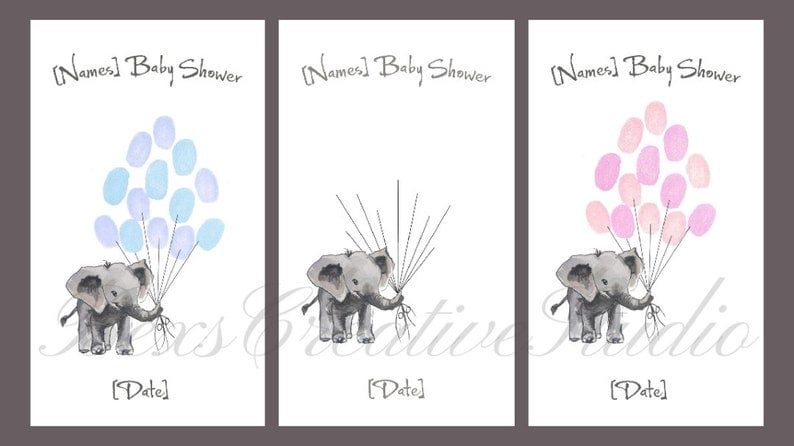 Baby shower cheap fingerprint elephant