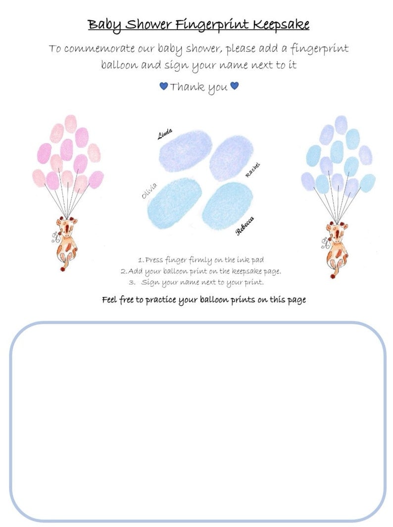 Image of Personalised Baby Shower Fingerprint Keepsake Guest Book