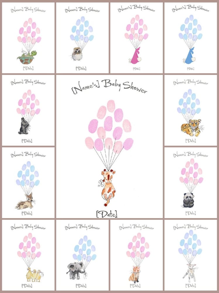 Image of Personalised Baby Shower Fingerprint Keepsake Guest Book