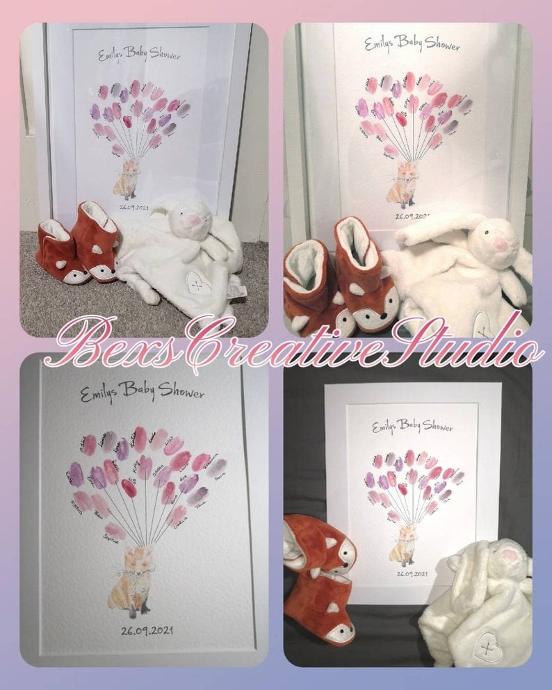 Image of Personalised Baby Shower Fingerprint Keepsake Guest Book
