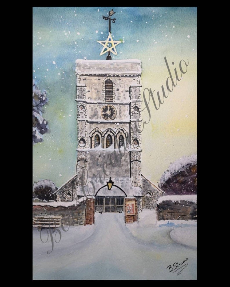 Image of Merry Christmas From Eastry cards - Chritlstmas cards - watercolour