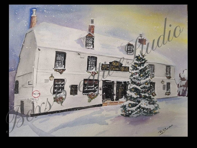 Image of Merry Christmas From Eastry cards - Chritlstmas cards - watercolour