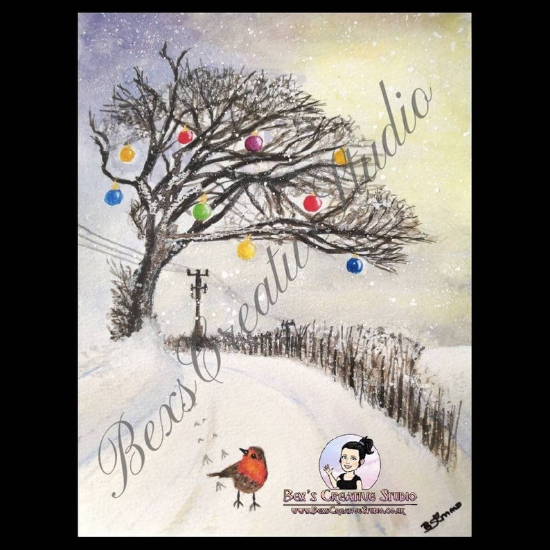 Image of Merry Christmas From Eastry cards - Chritlstmas cards - watercolour