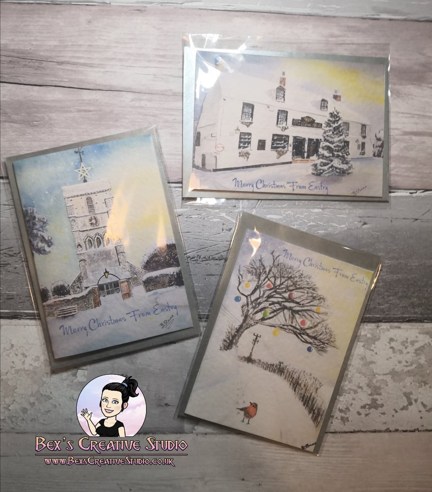 Image of Merry Christmas From Eastry cards - Chritlstmas cards - watercolour