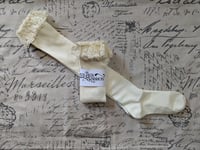 Image 1 of Linen Cluny Lace Topped OTKs (Ivory)