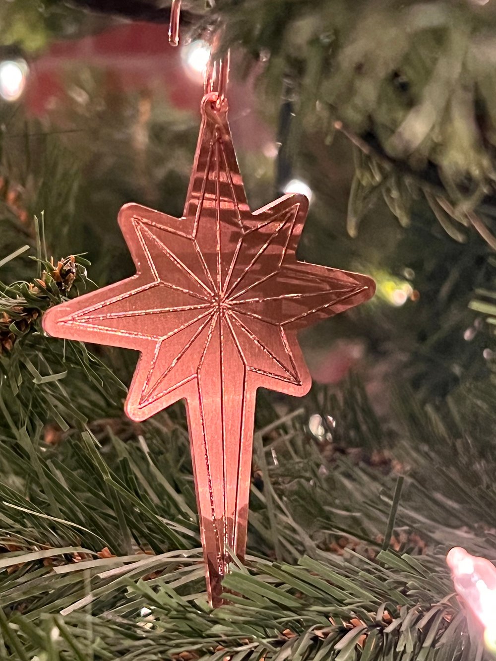 Star of Bethlehem Copper Christmas Ornaments (Set of Three)