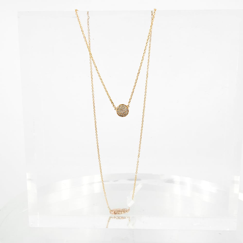 Image of 18ct rose gold diamond necklace. Pj5442