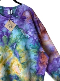 Image 3 of 3XL Unisex Ring Spun Cotton Blend Crew Sweatshirt in Autumn Rainbow Ice Dye