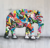 MARTIN WHATSON "THE ELEPHANT" - ORIGINAL HAND PAINTED CANVAS - 100CM X 100CM