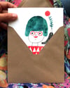 CHRISTMAS GREETING CARD W/ ENVELOPE • Playing Bird