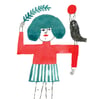 CHRISTMAS GREETING CARD W/ ENVELOPE • Playing Bird