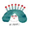 CHRISTMAS GREETING CARD W/ ENVELOPE • BE MERRY