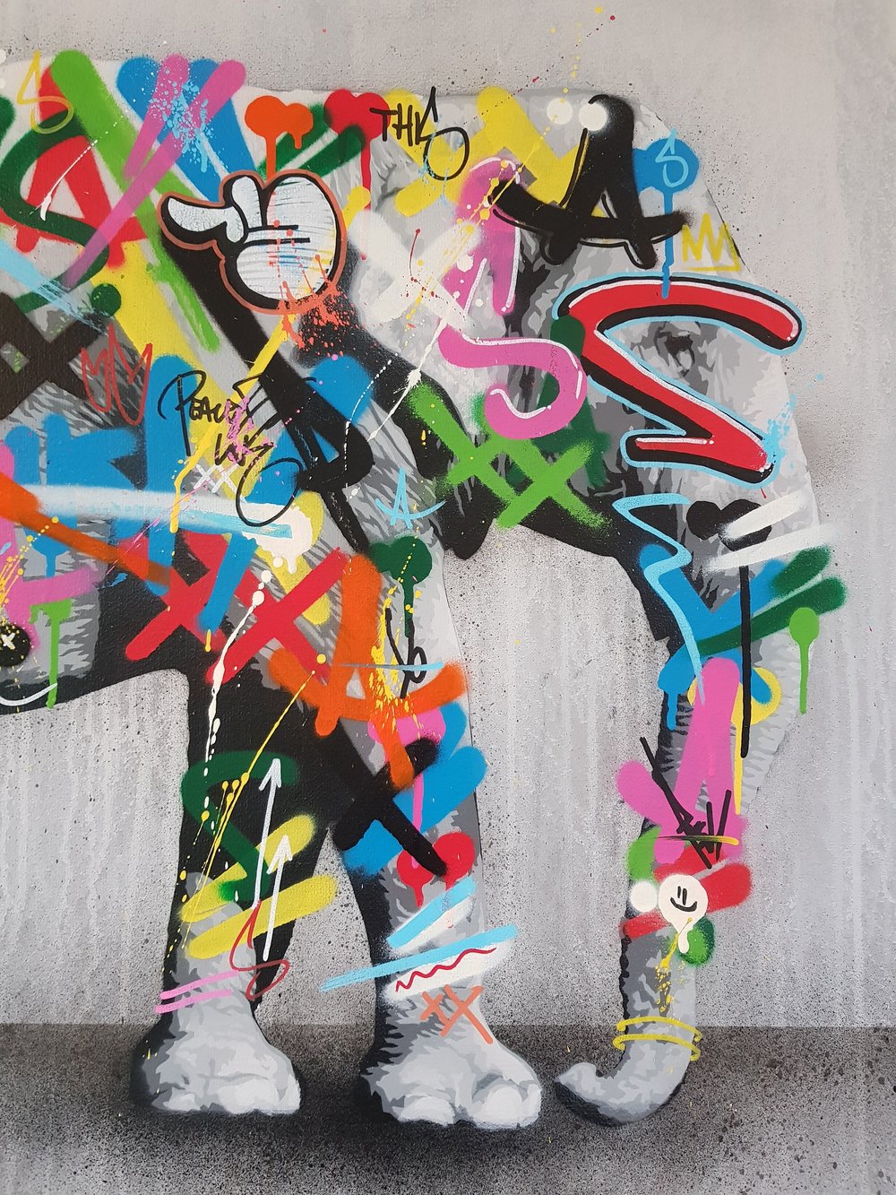 MARTIN WHATSON "THE ELEPHANT" - ORIGINAL HAND PAINTED CANVAS - 100CM X 100CM