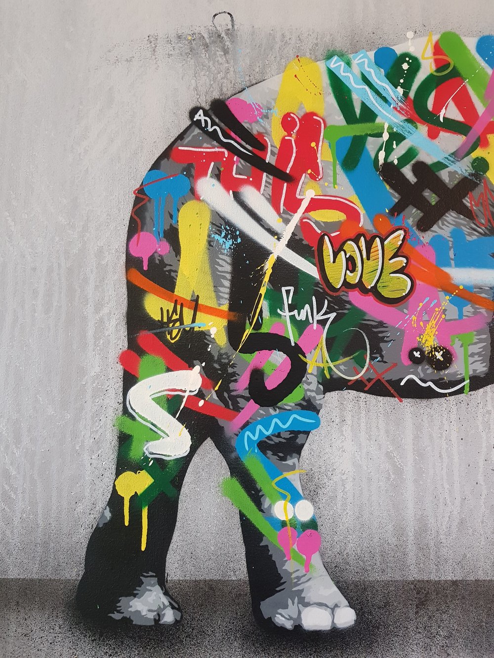 MARTIN WHATSON "THE ELEPHANT" - ORIGINAL HAND PAINTED CANVAS - 100CM X 100CM