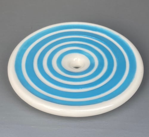 Image of SOAP DISH, TURQUOISE & WHITE STRIPED