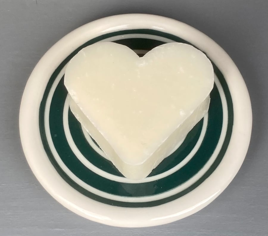 Image of SOAP DISH, GREEN & WHITE STRIPED