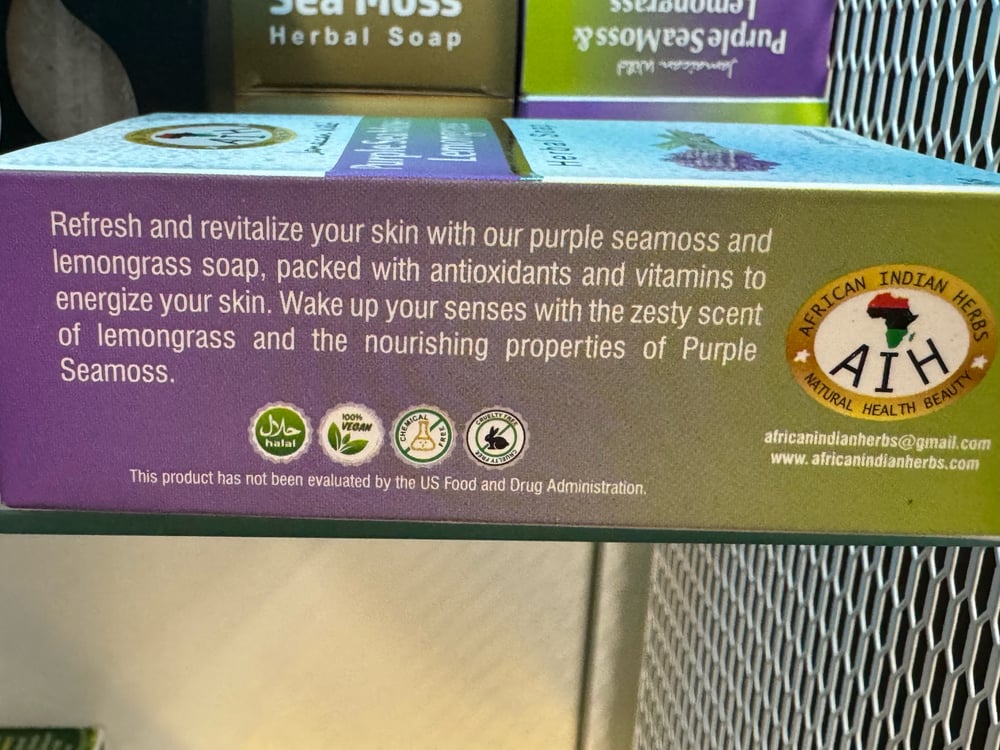 Purple Seamoss & Lemongrass Herbal Soap