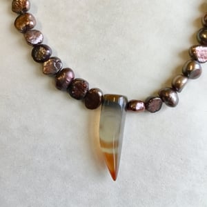 Image of Carnelian and Pearl necklace