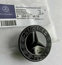 Image 2 of MERCEDES BENZ SPORT GLOSS BLACK BONNET BADGE - 57MM NEW - C E S CLK AMG CLASS