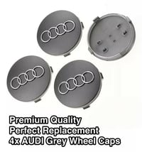 Image 1 of AUDI WHEEL CENTRE CAPS 60mm Grey ALLOY HUB A3 A4 A5 A6 TT RS4 Q5 Q7 4B0601170