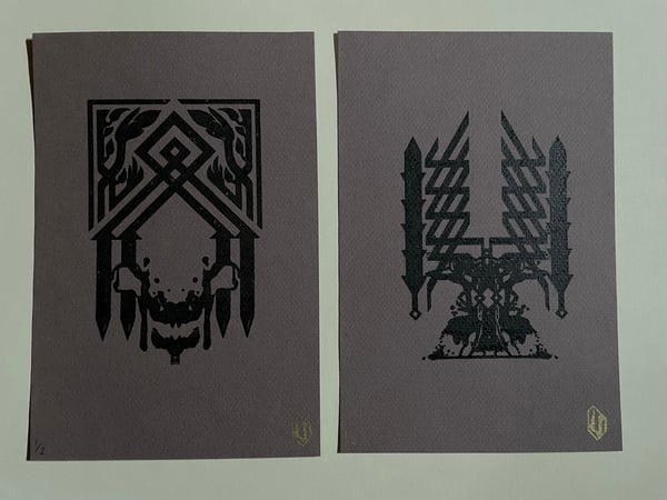 Image of SWORD MASTERY 2 Screen Print Set on Gray Paper