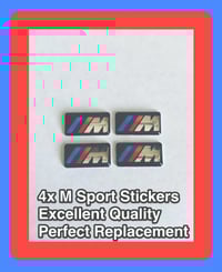 Image 2 of BMW M Sport Stickers 6 x 17x9mm 11x19mm Performance Alloy Wheel Decals Badge Gel 3D