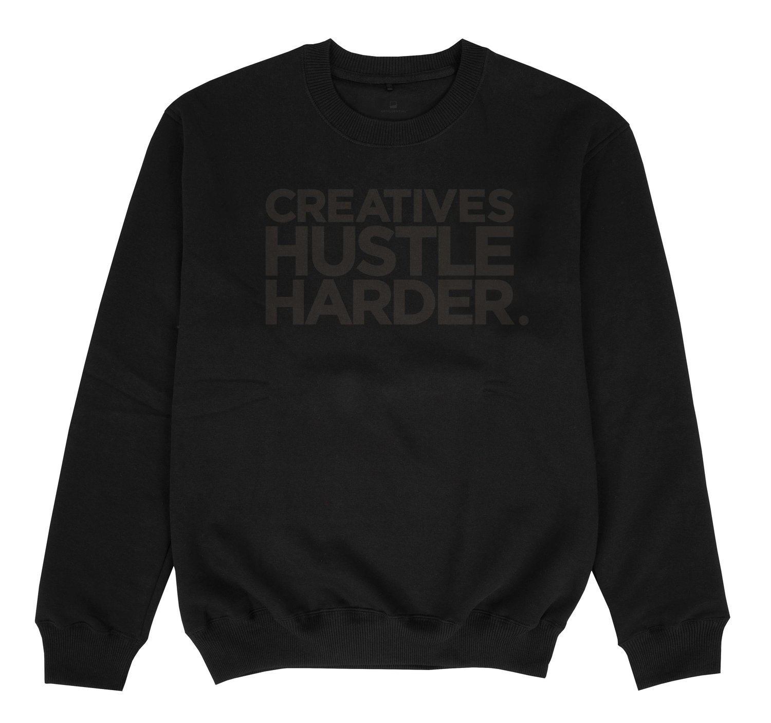 Image of Creatives Hustle Harder™ - Black on Black Crewneck Fleece
