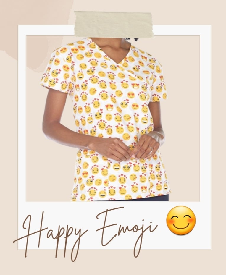 Happy Print Scrub Tops