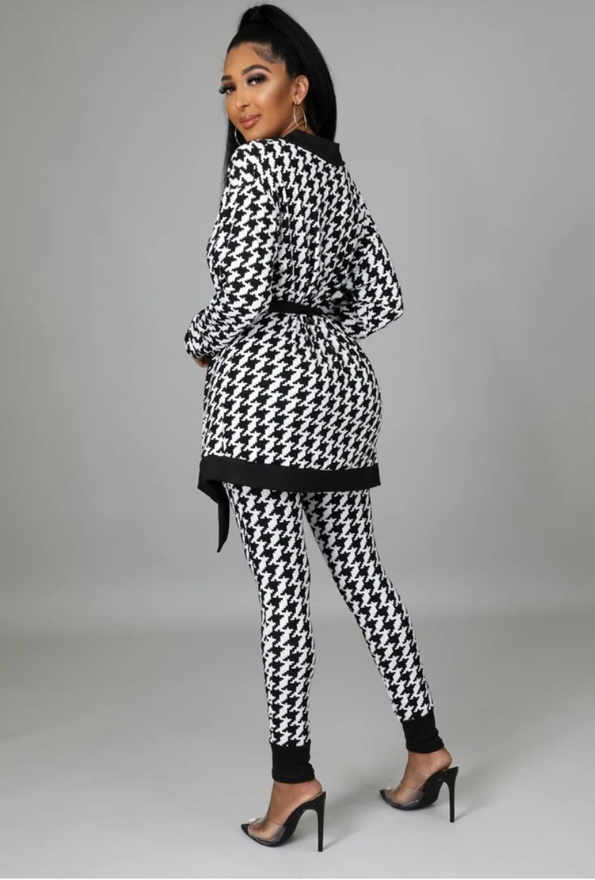 Front Tie Cardigan Pants Set