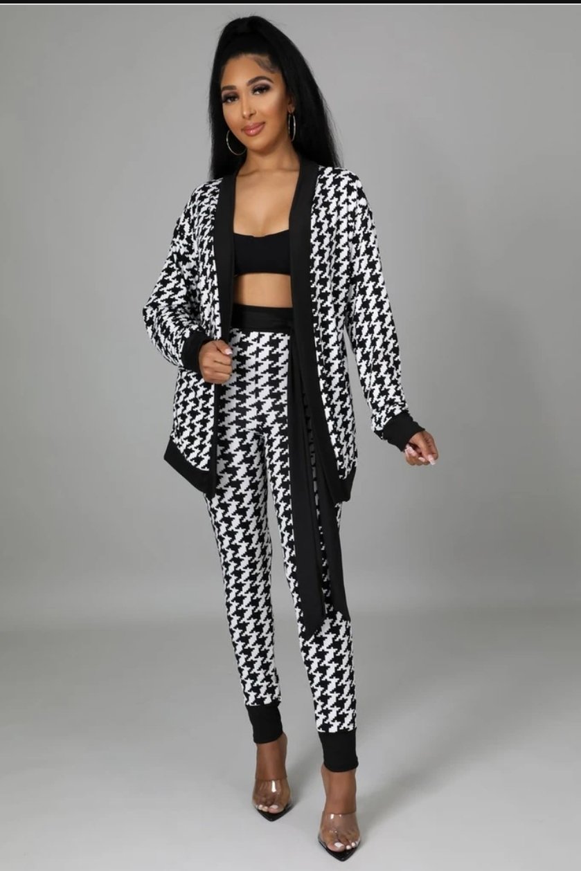 Front Tie Cardigan Pants Set