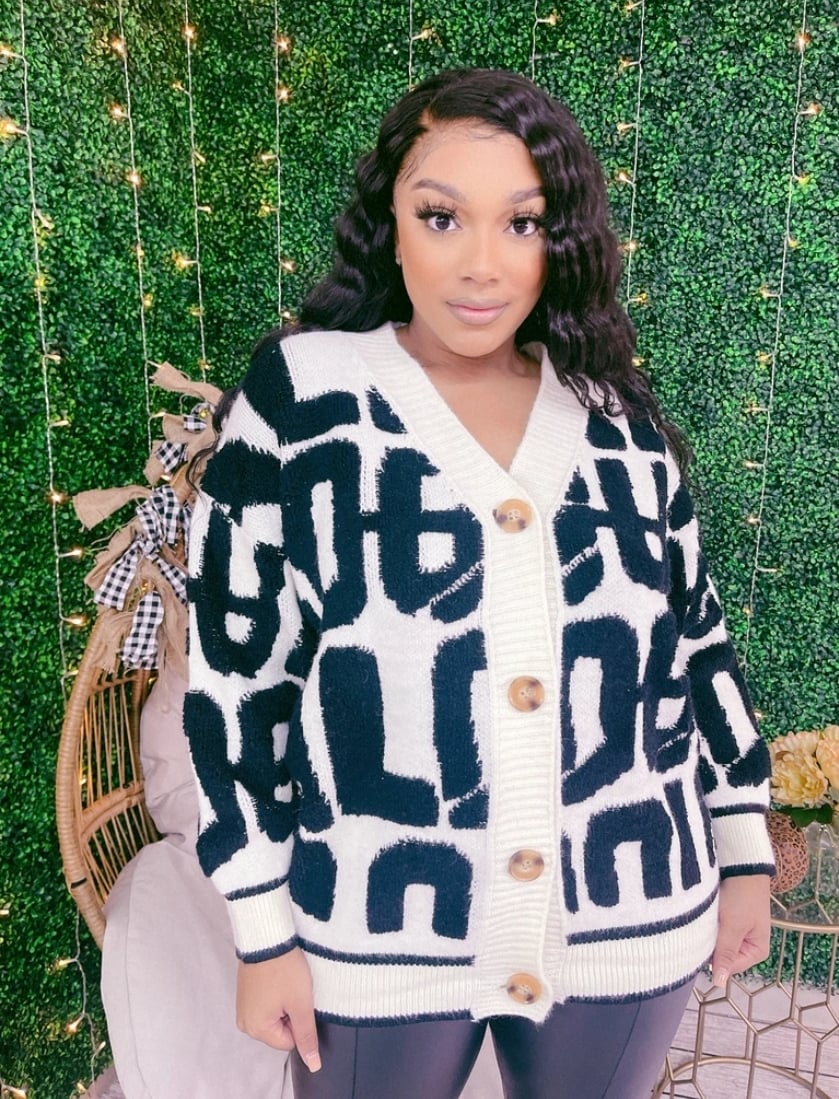 Letter Print Cardigan 